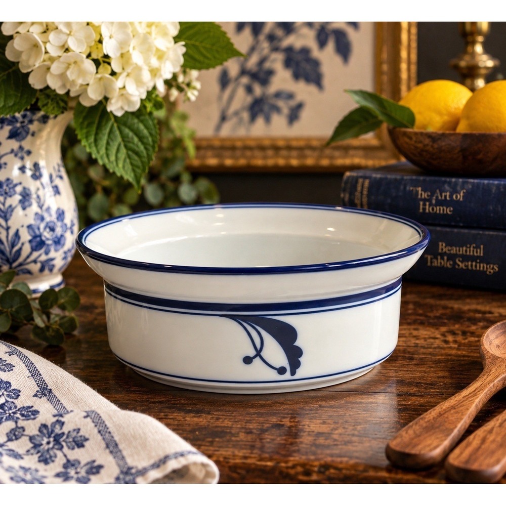 Dansk Flora Bayberry Blue 7" Round Vegetable Serving Bowl Japan Vintage